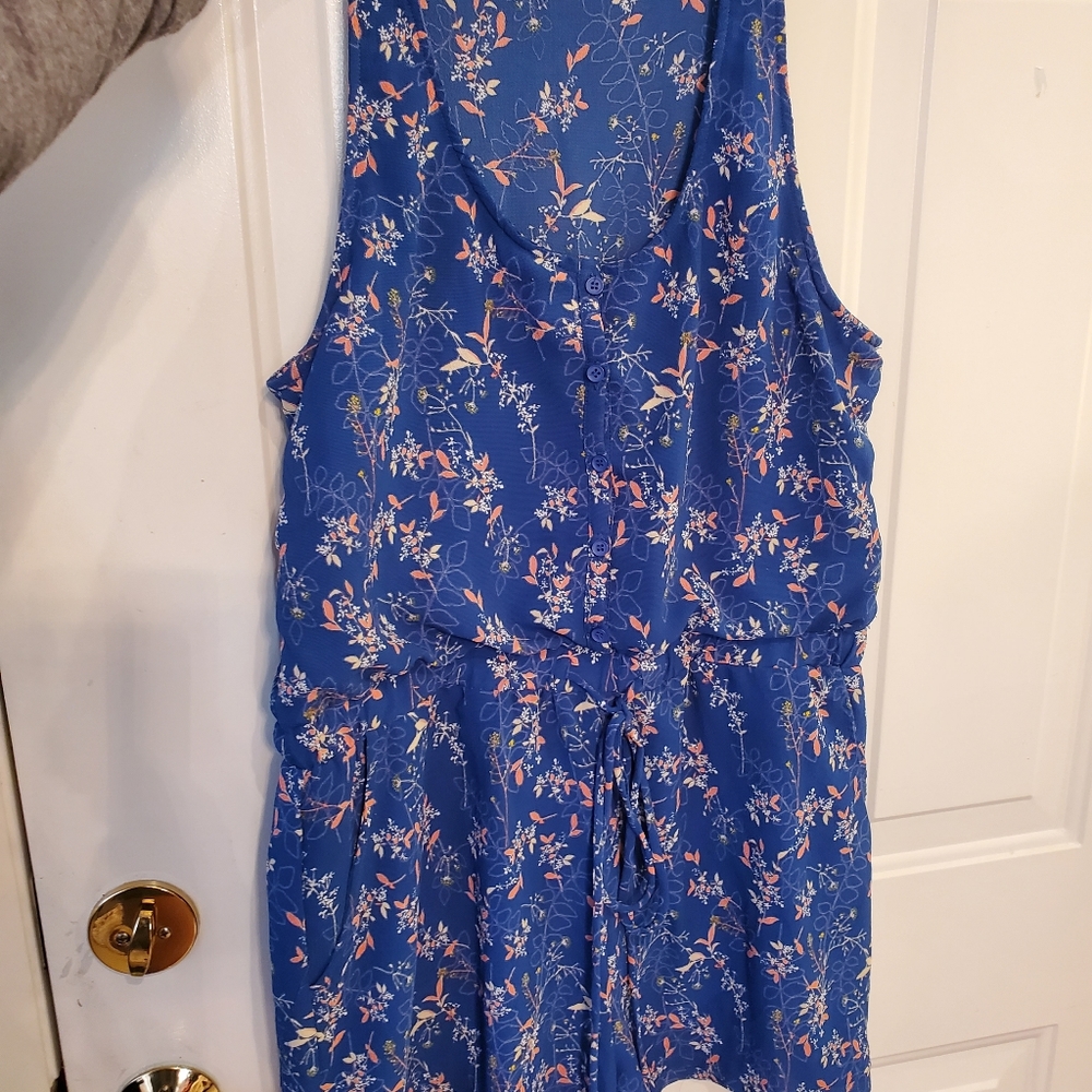 Paper Crane Blue Flowered Romper size L